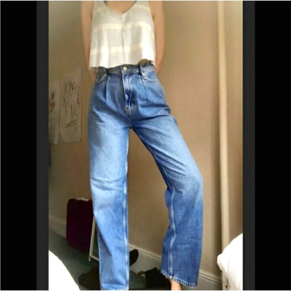 BDG Rey Pleated Wide Leg High Waist Jeans Urban Outfitters Size 32 14 EUC - Picture 1 of 8